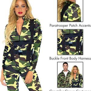 Women's 2 Pc Pretty Paratrooper Costume with Jumpsuit, Body Harness